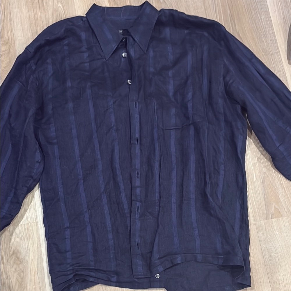 Men's Navy Casual Button Down Shirt